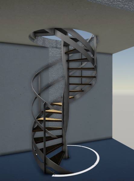 Escalier hélicoidal avec garde-corps plan 3D à Marseille